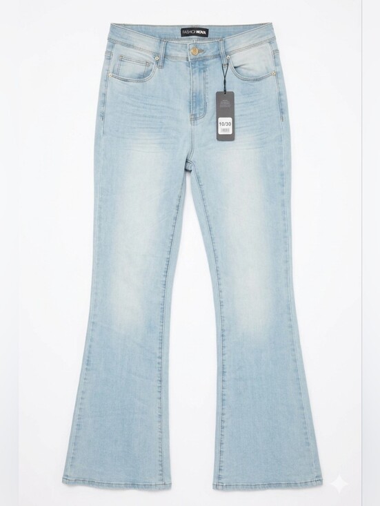 Fashion Nova Denim - Fashion Nova Light Blue Flare Jeans -  Jodie High Rise Size 11 New